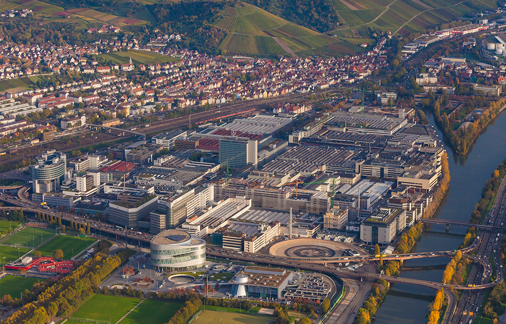 Mercedes-Benz Museum aus der Luft