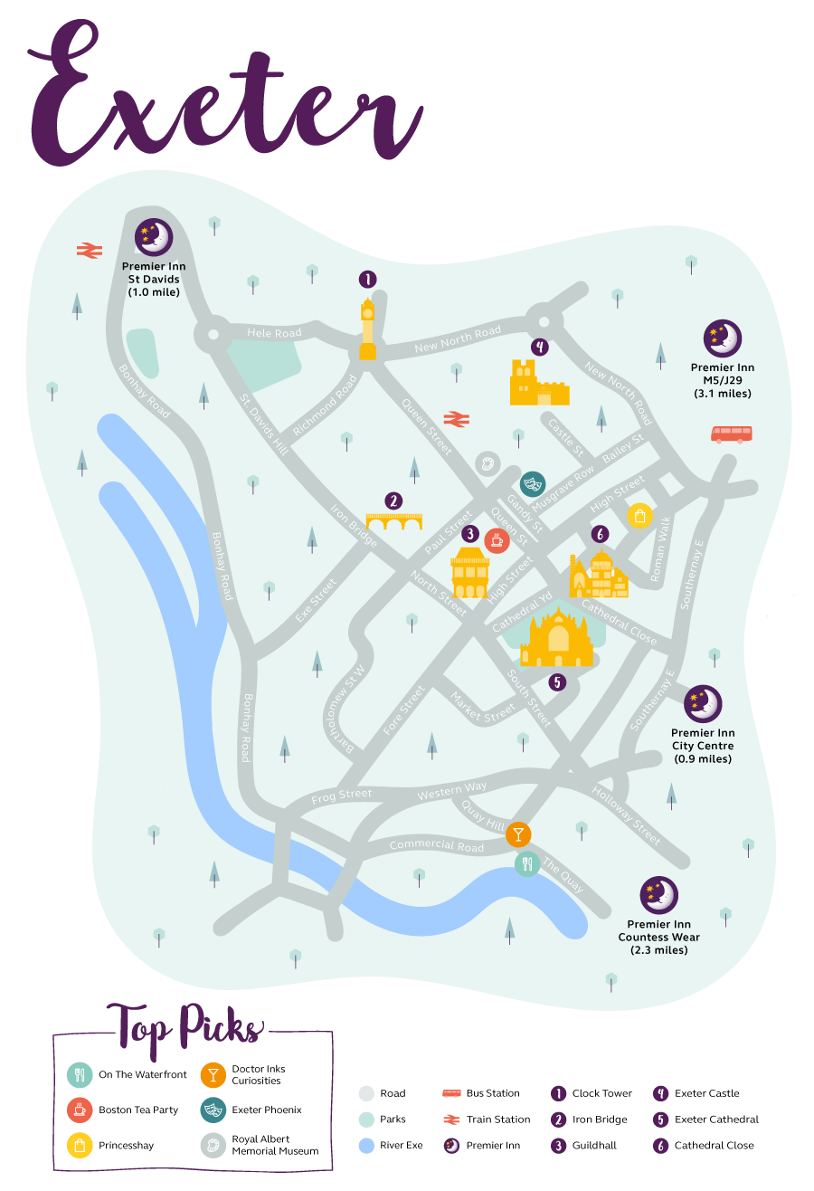 Premier Inn map of Exeter
