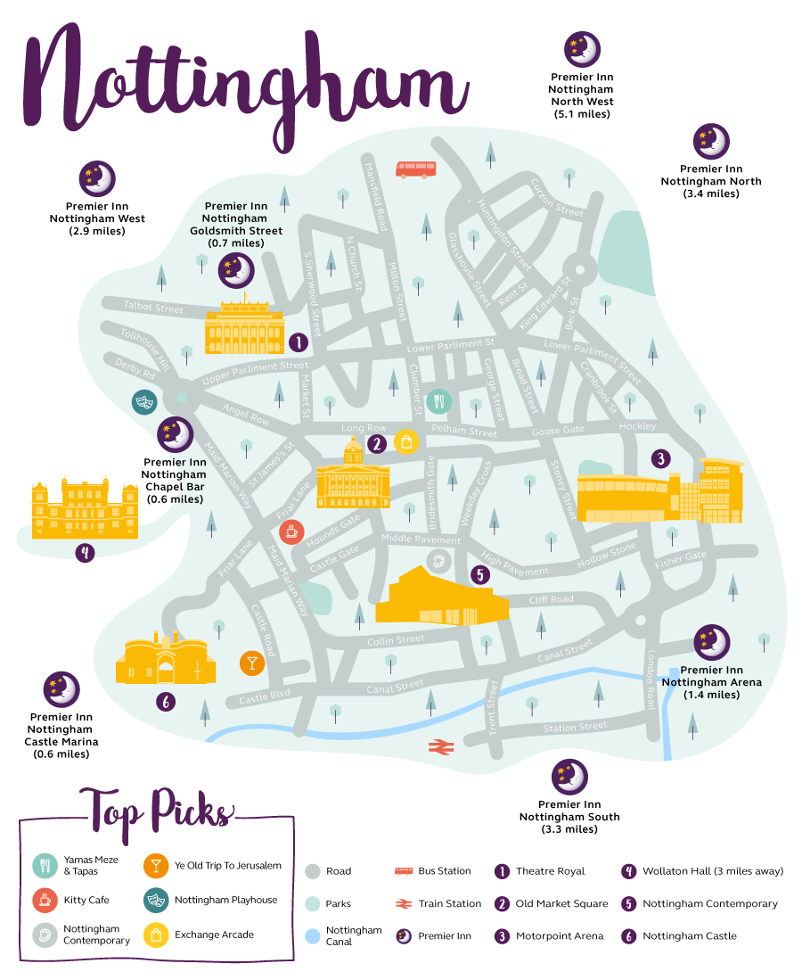 Premier Inn Nottingham map