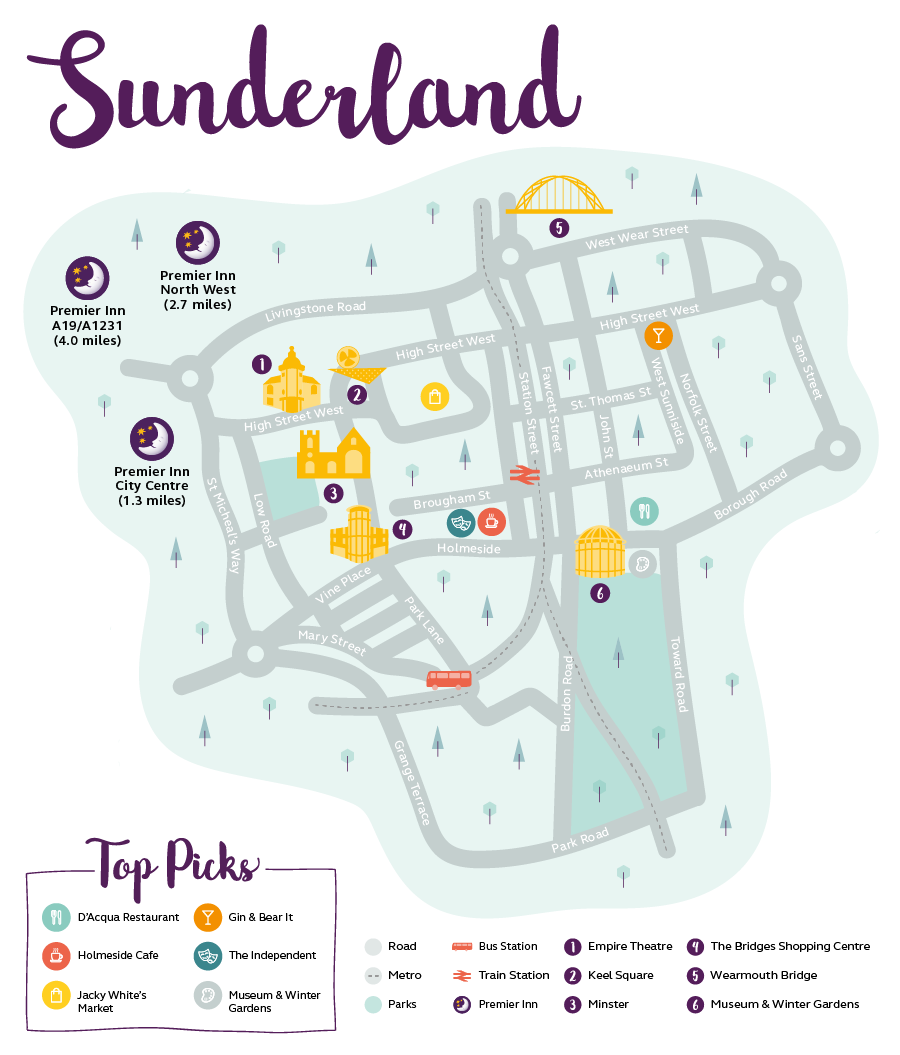 Premier Inn Map of Sunderland