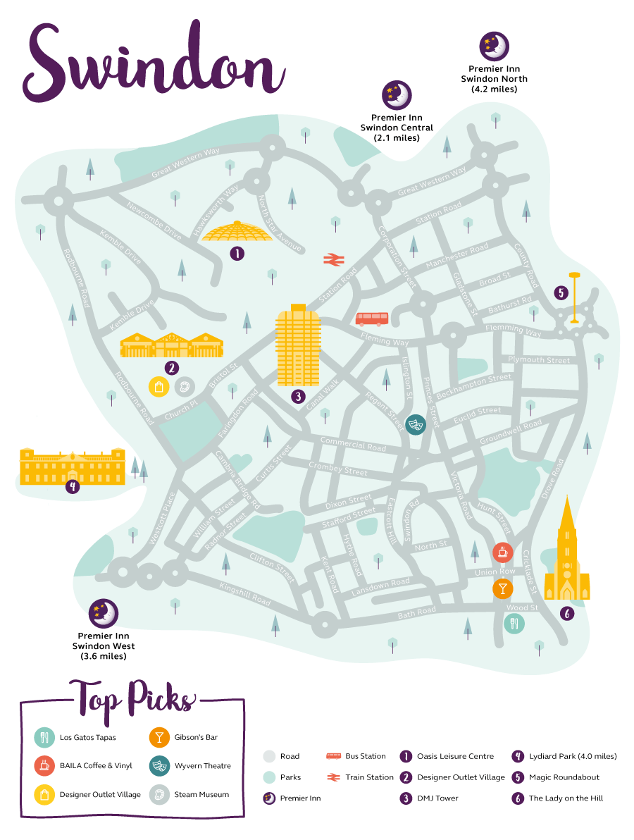Premier Inn Swindon map