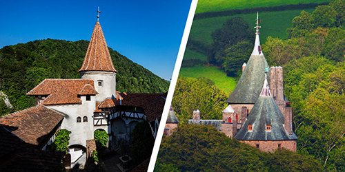 Bran Castle, Transylvania, Romania and Castell Coch, Nr Cardiff