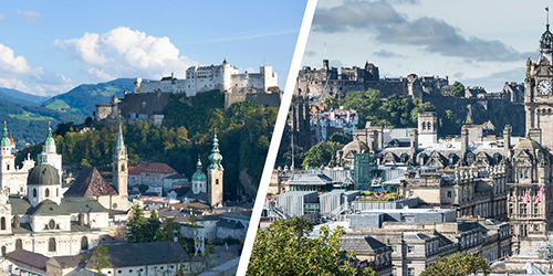 Hohensalzburg Fortress, Salzburg, Austria and Edinburgh Castle, Edinburgh