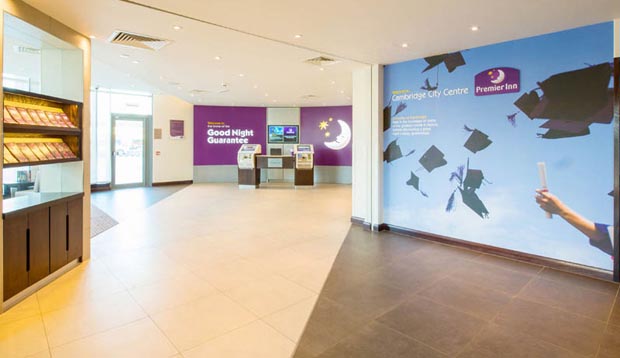 Reception at Premier Inn Cambridge City East