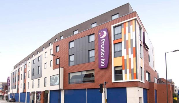 View from the street of Premier Inn Camberley hotel