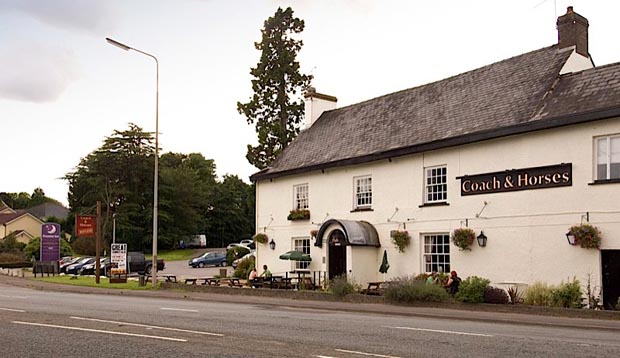 View of the Coach and Horses restaurant next door to Premier Inn hotel