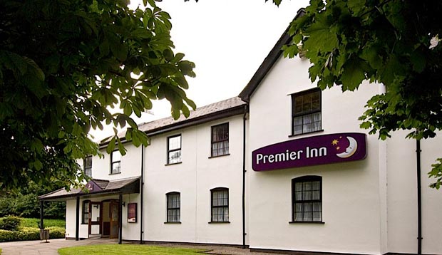 Front door of Premier Inn Cardiff East hotel