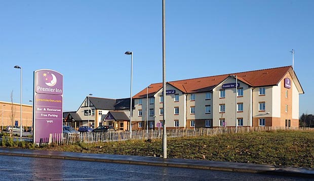 View from the road of Premier Inn Coleraine hotel with restaurant