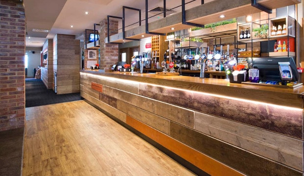 Bar area at Premier Inn Farnham hotel