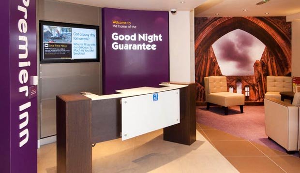 Reception at Premier Inn Glastonbury