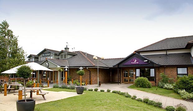 Exterior at Premier Inn Hatfield showing outdoors restaurant area