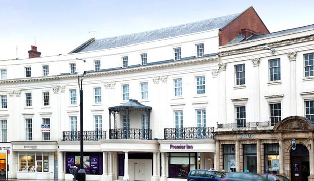Exterior at Premier Inn Leamington Spa Town Centre showing surrounding area