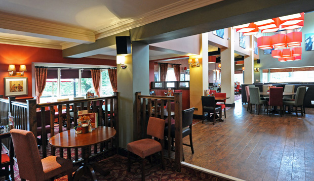 Restaurant area at Premier Inn Leicester North West hotel