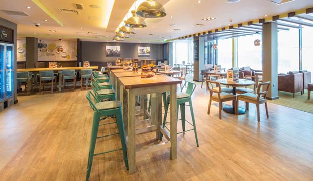 Restaurant area at Premier Inn Lichfield City Centre hotel