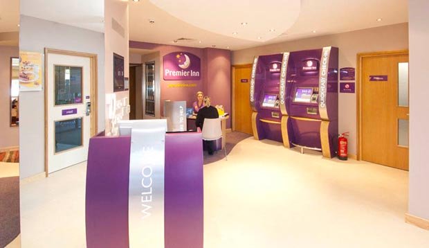 Reception area at Premier Inn Liverpool John Lennon Airport hotel