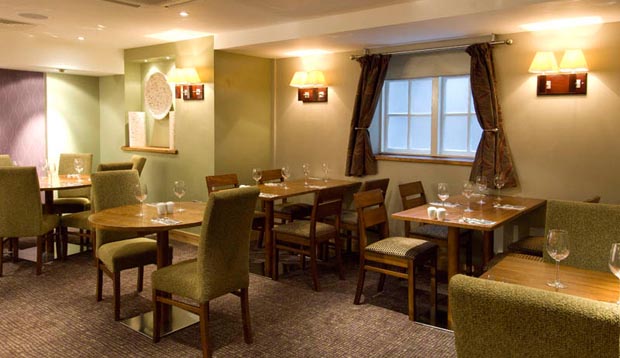 Restaurant area at Premier Inn London Victoria hotel