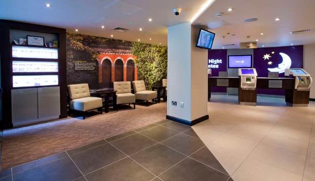 Reception area at Premier Inn London Archway hotel