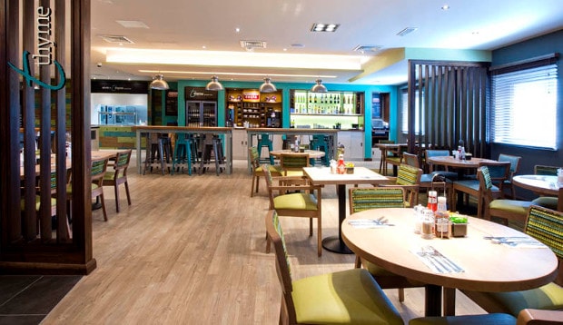 Bar area at Premier Inn Brixton hotel