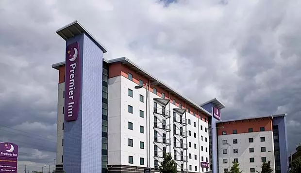 Exterior of Premier Inn London Docklands (Excel) with sky backdrop