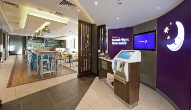 Reception at Premier Inn London Lewisham hotel