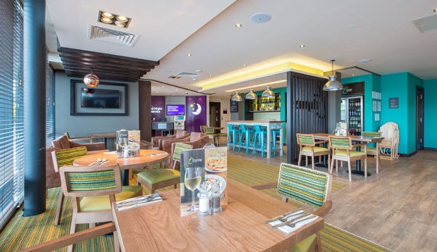 Coffee shop area at Premier Inn Malvern hotel