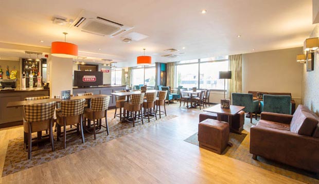 Restaurant area at Premier Inn Manchester City Centre (Arena/Printworks) hotel