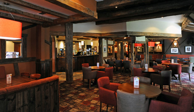 Restaurant area at Premier Inn Manchester (Hyde) hotel 