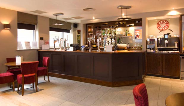 Bar area at Premier Inn Manchester City Centre (Deansgate Locks) hotel