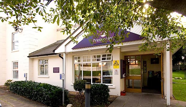 Exterior at Premier Inn Merthyr Tydfil hotel showing reception