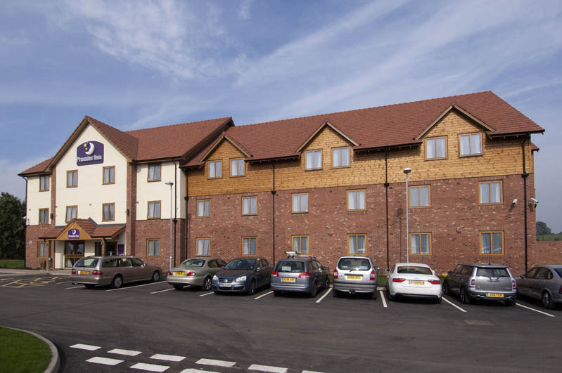Exterior at Premier Inn Newport/Telford hotel showing car park