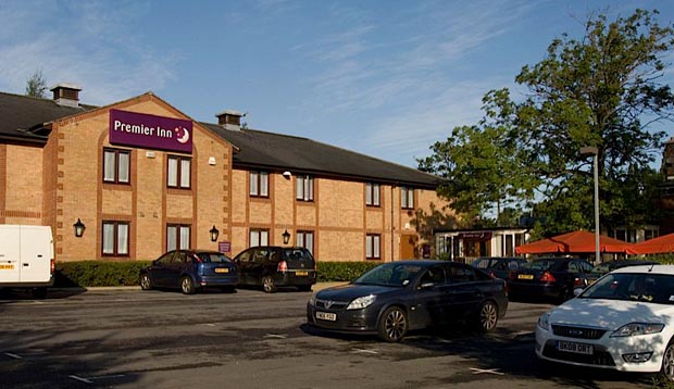 Outside Premier Inn Newcastle South hotel with car park view