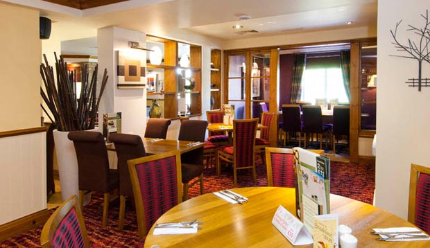 Restaurant area at Premier Inn Ramsgate (Manston Airport) showing seating