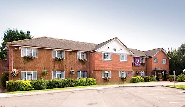 Exterior of Premier Inn Reading South showing car park