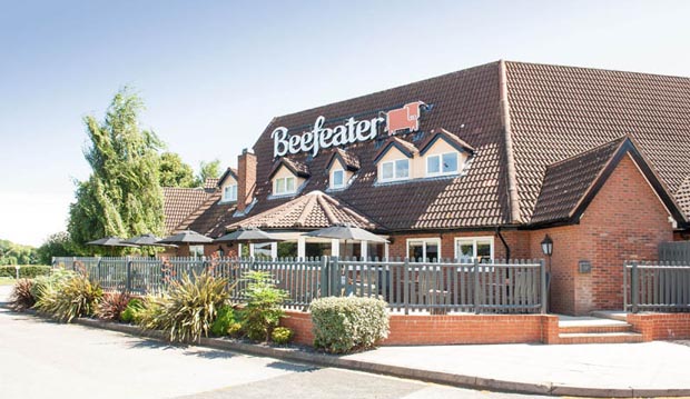 Exterior of Beefeater restaurant at Premier Inn Tamworth Central