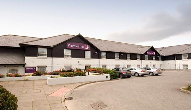 Exterior of Premier Inn Truro showing car park